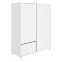 BABYKLEIDERSCHRANK Olli Schiebetürenschrank 2T2S Blau, Weiß  - Blau/Weiß, Basics, Holzwerkstoff (164/204/62cm) - Paidi