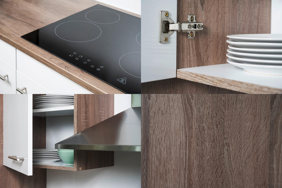 KÜCHENLEERBLOCK 330 cm   in Grau  - Edelstahlfarben/Eichefarben, Basics, Holzwerkstoff/Metall (330cm) - Respekta