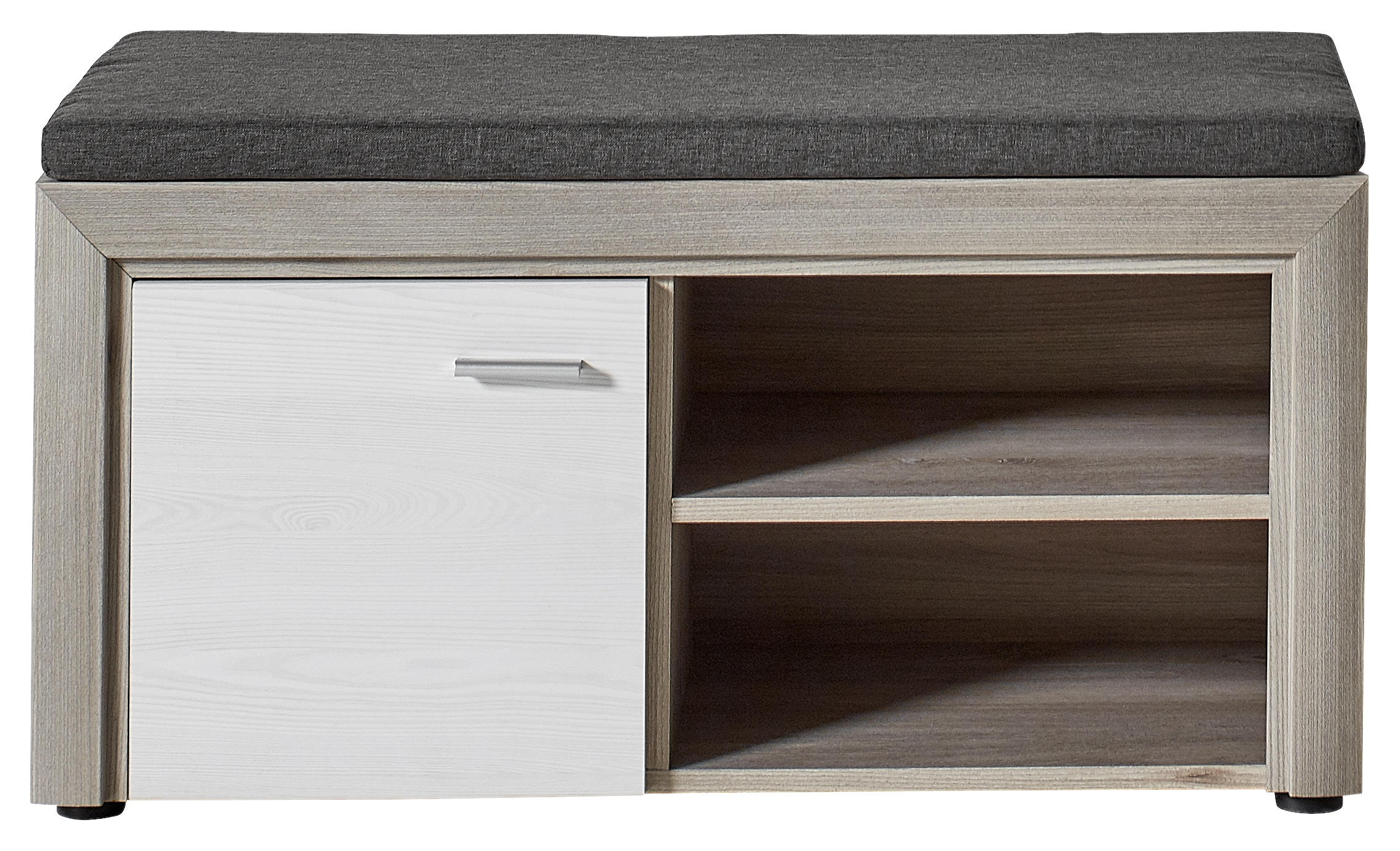 GARDEROBENBANK Silbereichenfarben, Lärchefarben - Dunkelgrau/Silberfarben, KONVENTIONELL, Kunststoff/Textil (90/48/38cm) - MID.YOU