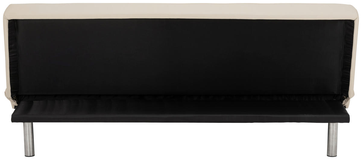 SCHLAFSOFA Lederlook Creme  - Silberfarben/Creme, Basics, Textil/Metall (179/74/91cm) - P & B