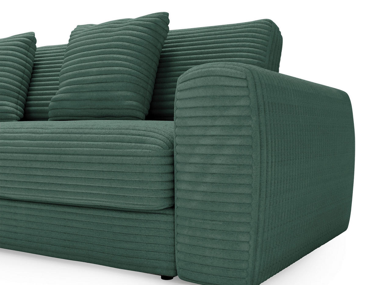 ECKSOFA in Cord Grün  - Schwarz/Grün, Modern, Kunststoff/Textil (182/302cm) - Carryhome