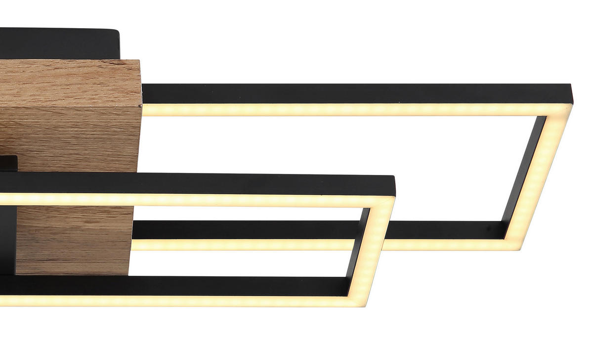 LED-DECKENLEUCHTE 60/15/10 cm   - Dunkelbraun/Schwarz, Design, Holzwerkstoff/Kunststoff (60/15/10cm) - Globo