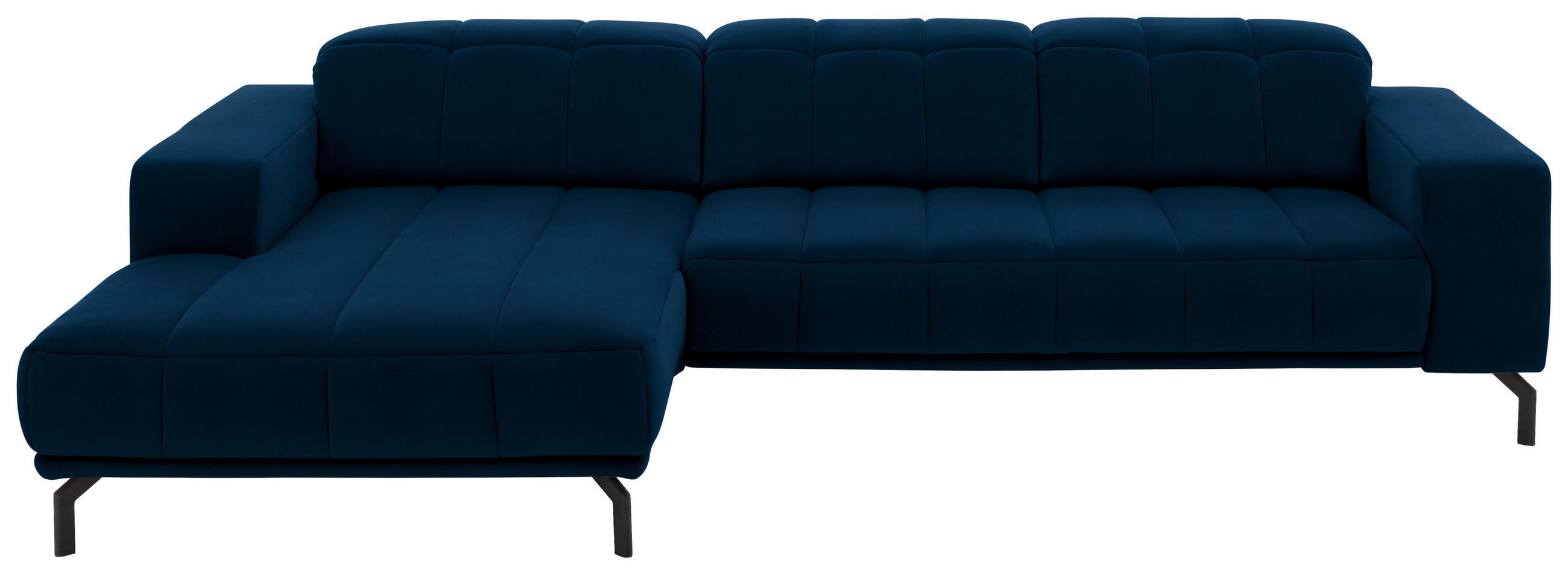 ECKSOFA Dunkelblau Velours  - Schwarz/Dunkelblau, Design, Textil/Metall (195/293cm) - Beldomo Style