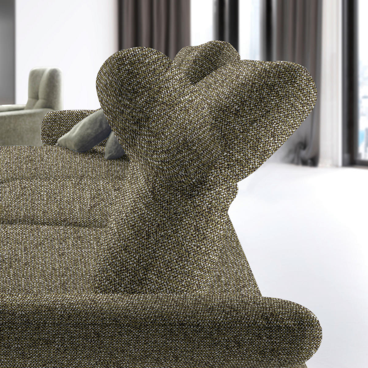 ECKSOFA in Chenille, Flachgewebe Grün  165/318 cm  - Schwarz/Grün, Design, Textil/Metall (165/318cm) - Xora