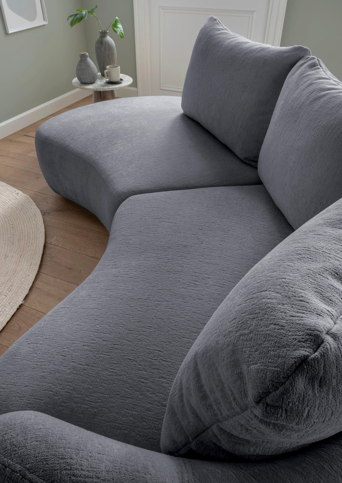 ECKSOFA in Mikrofaser Anthrazit  - Anthrazit/Schwarz, Modern, Kunststoff/Textil (250/139cm) - Livetastic