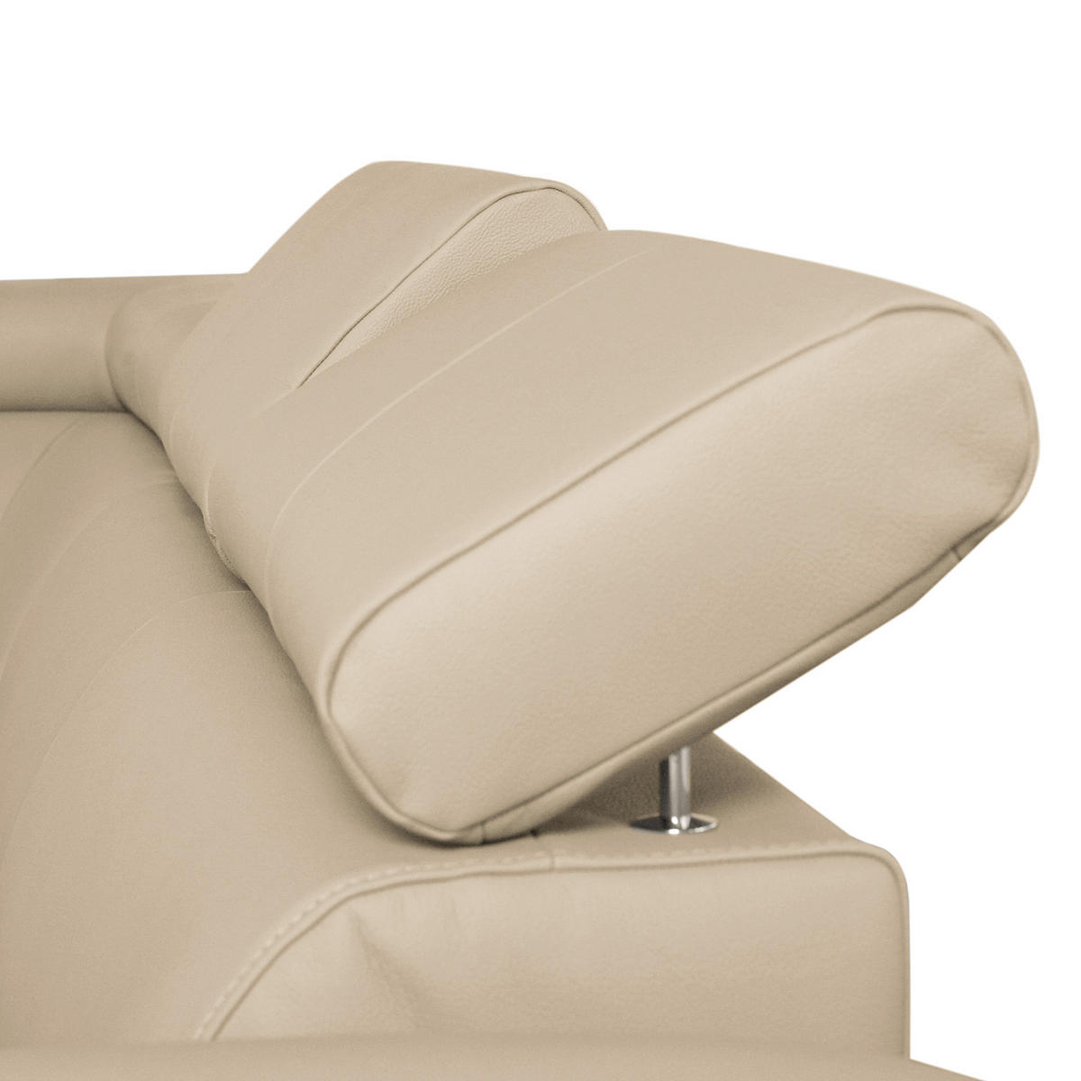 ECKSOFA Beige Echtleder  - Chromfarben/Beige, Design, Leder/Textil (208/248cm) - Livetastic