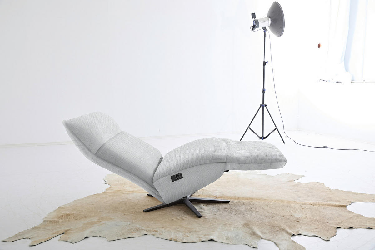 RELAXSESSEL in Textil Hellgrau  - Hellgrau/Schwarz, MODERN, Textil/Metall (90/106/96cm) - Chilliano
