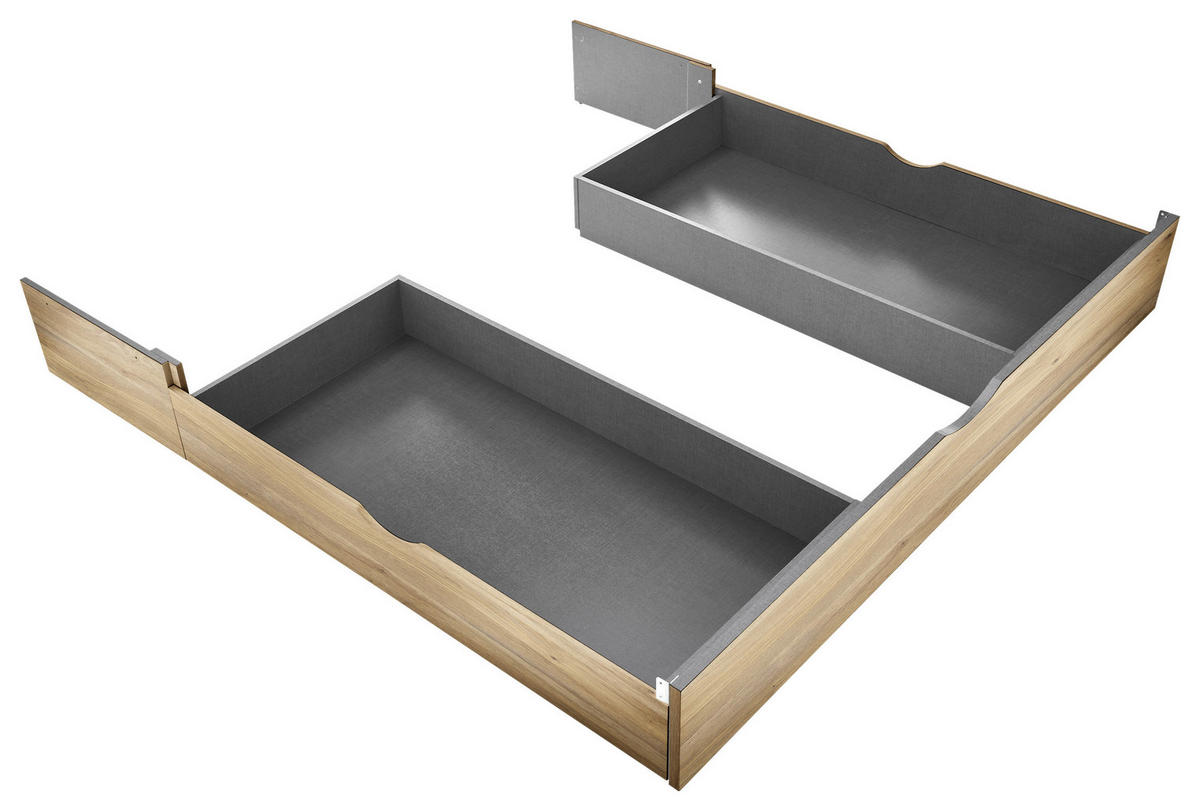 BETTKASTENSET  Eichefarben  - Eichefarben, Konventionell, Holzwerkstoff (184/25/181cm) - Carryhome