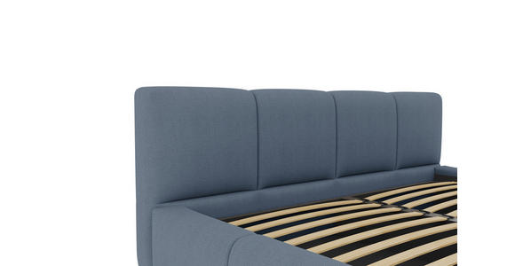 POLSTERBETT 180/200 cm,  in Blau, Lattenrost, Bettkasten,  - Blau/Schwarz, Design, Holz/Textil (180/200cm) - Xora