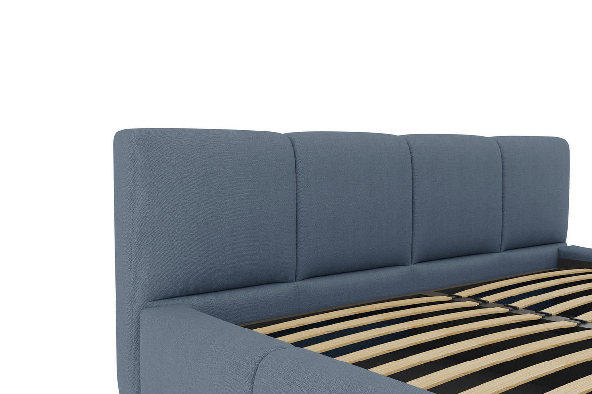 POLSTERBETT 180/200 cm,  in Blau, Lattenrost, Bettkasten,  - Blau/Schwarz, Design, Holz/Textil (180/200cm) - Xora