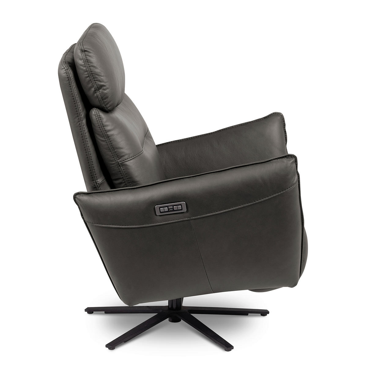 RELAXSESSEL in Leder Anthrazit  - Anthrazit/Schwarz, Design, Leder/Metall (77/107/88cm) - Livetastic