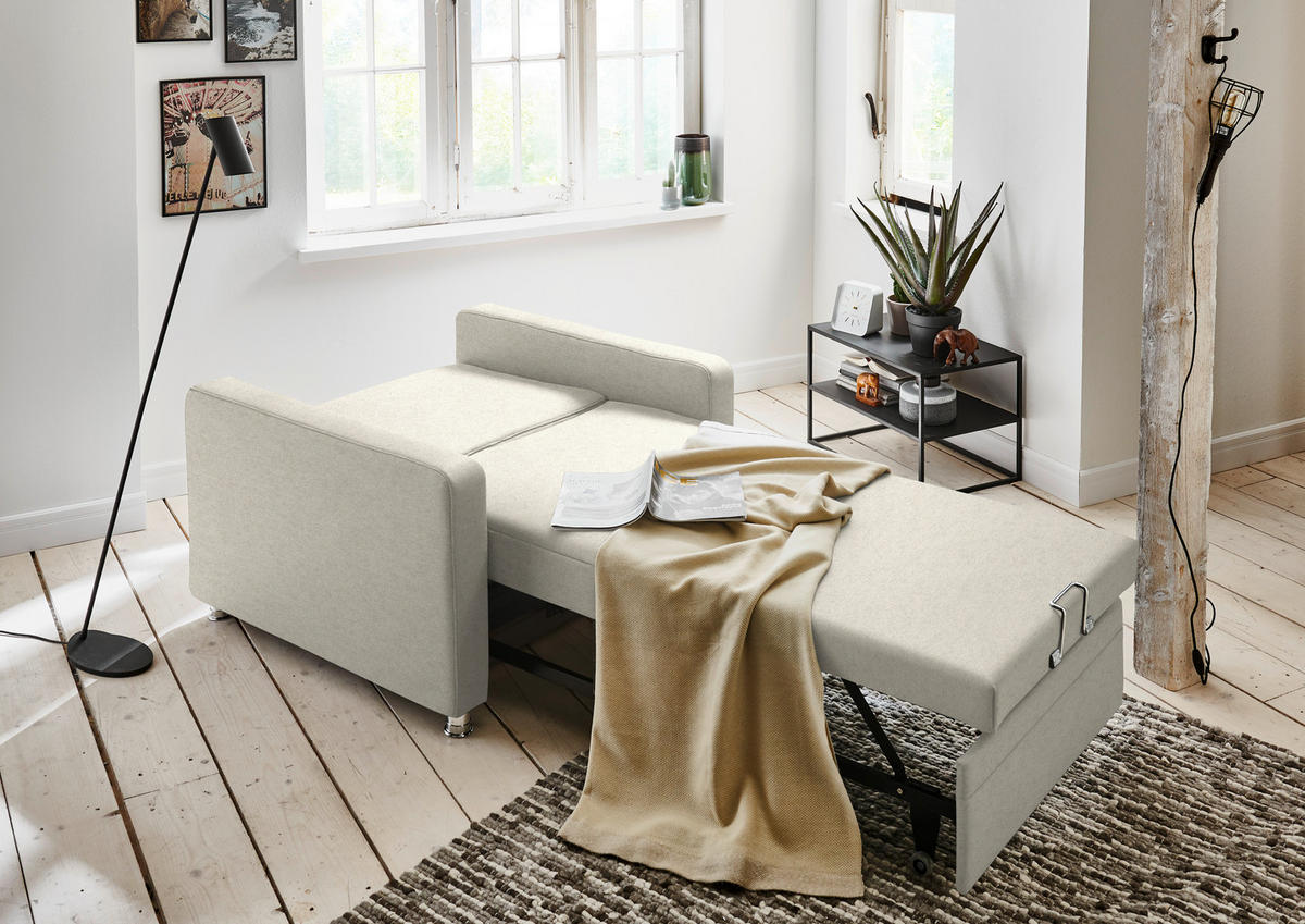 SCHLAFSESSEL  in Chenille Naturfarben  - Alufarben/Naturfarben, KONVENTIONELL, Textil/Metall (106/90/100cm) - Beldomo Style