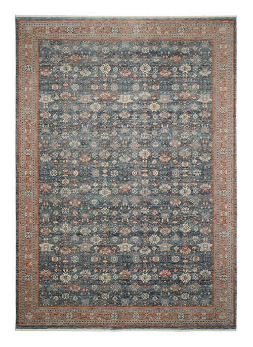 Vintage-Teppich Picardie Blau, Terracotta  65/130 cm 