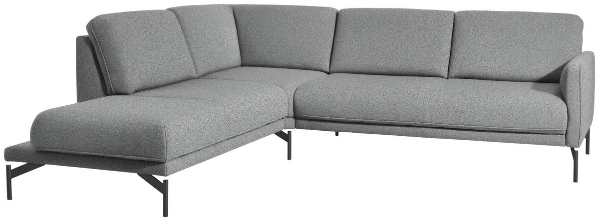 ECKSOFA in Flachgewebe, Struktur Hellgrau  - Anthrazit/Hellgrau, Design, Textil/Metall (230/254cm) - Johann Jakob