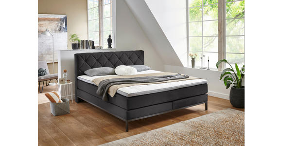 BOXSPRINGBETT 180/200 cm in Anthrazit - Anthrazit/Schwarz, KONVENTIONELL, Textil/Metall (180/200cm) - Carryhome