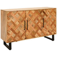 SIDEBOARD Moroni  in 130/80/40 cm  - Schwarz/Naturfarben, Natur, Holz/Metall (130/80/40cm) - Livetastic