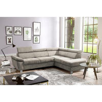 ECKSOFA Hellbraun Mikrofaser  - Chromfarben/Hellbraun, Design, Textil/Metall (248/208cm) - Livetastic