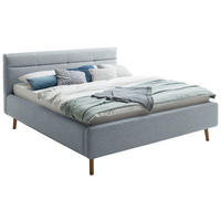 POLSTERBETT 180/200 cm  in Pastellblau  - Pastellblau/Eichefarben, Konventionell, Holz/Textil (180/200cm) - Boxxx