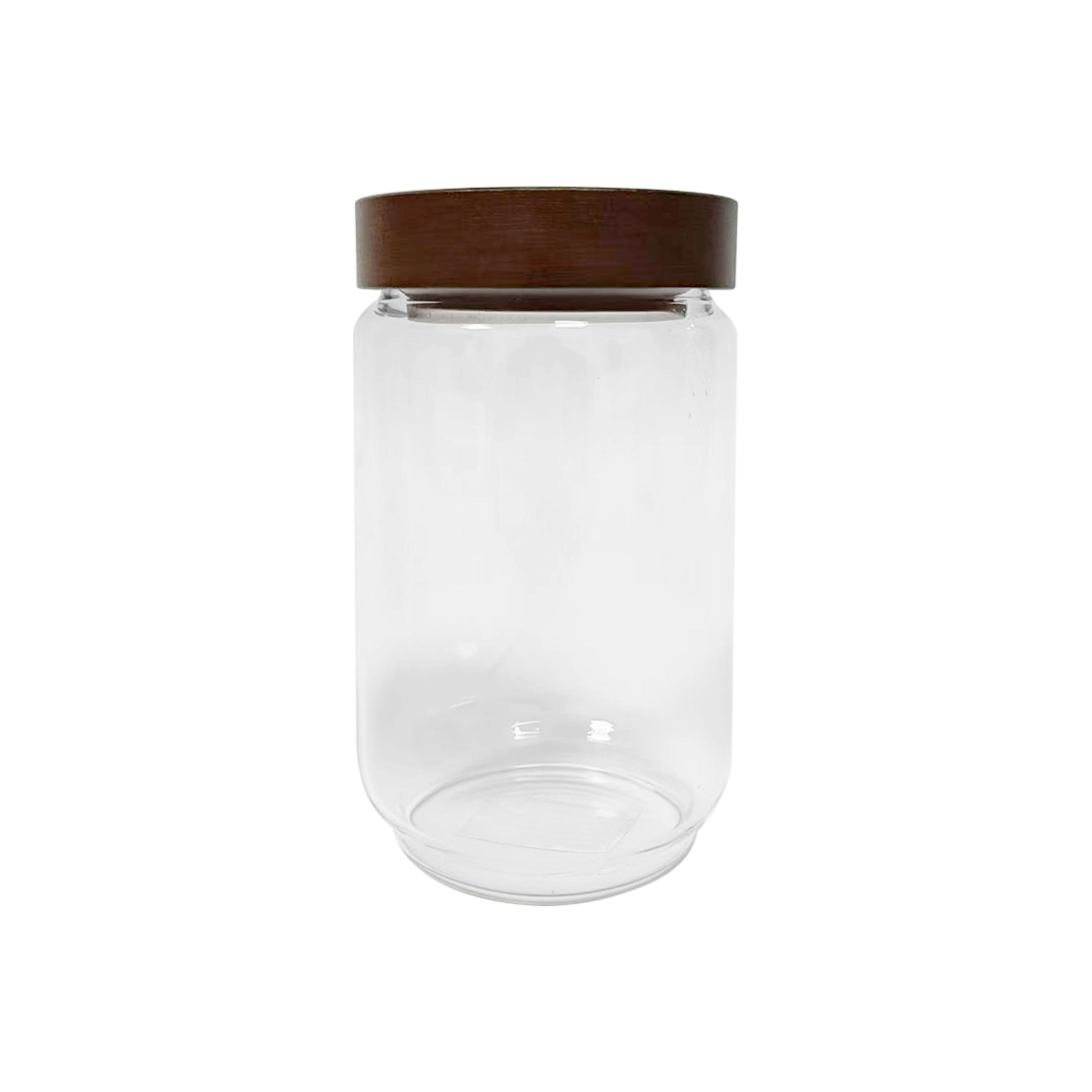 FÖRVARINGSBURK 0.75 l  - klar/brun, Design, glas/trä (9cm) - Ambia Home
