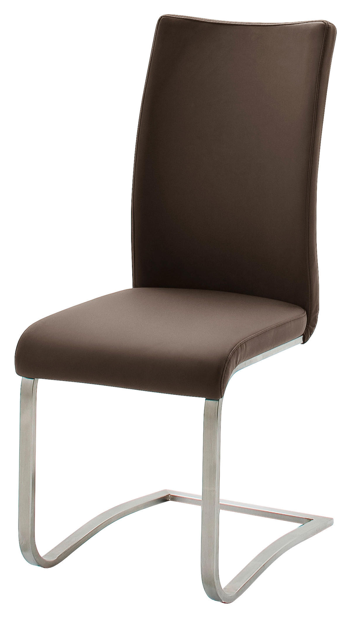 SCHWINGSTUHL  in Edelstahl Echtleder  - Edelstahlfarben/Braun, Design, Leder/Metall (43/103/52cm) - Livetastic