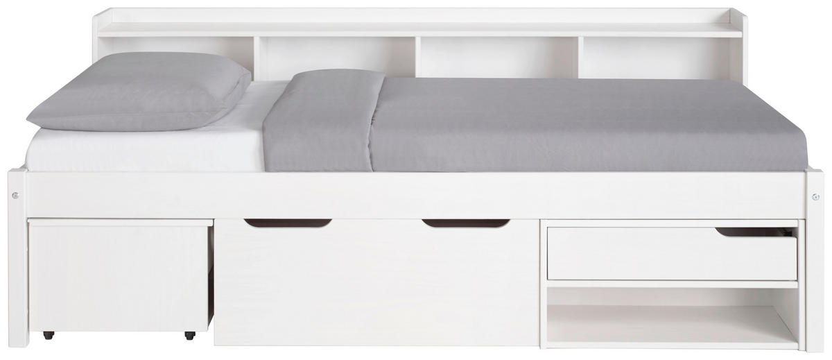 KREVET S PROSTOR. ZA ODLAGANJ   90/200 cm   bijela  - bijela/prirodne boje, Basics, drvo (90/200cm) - MID.YOU