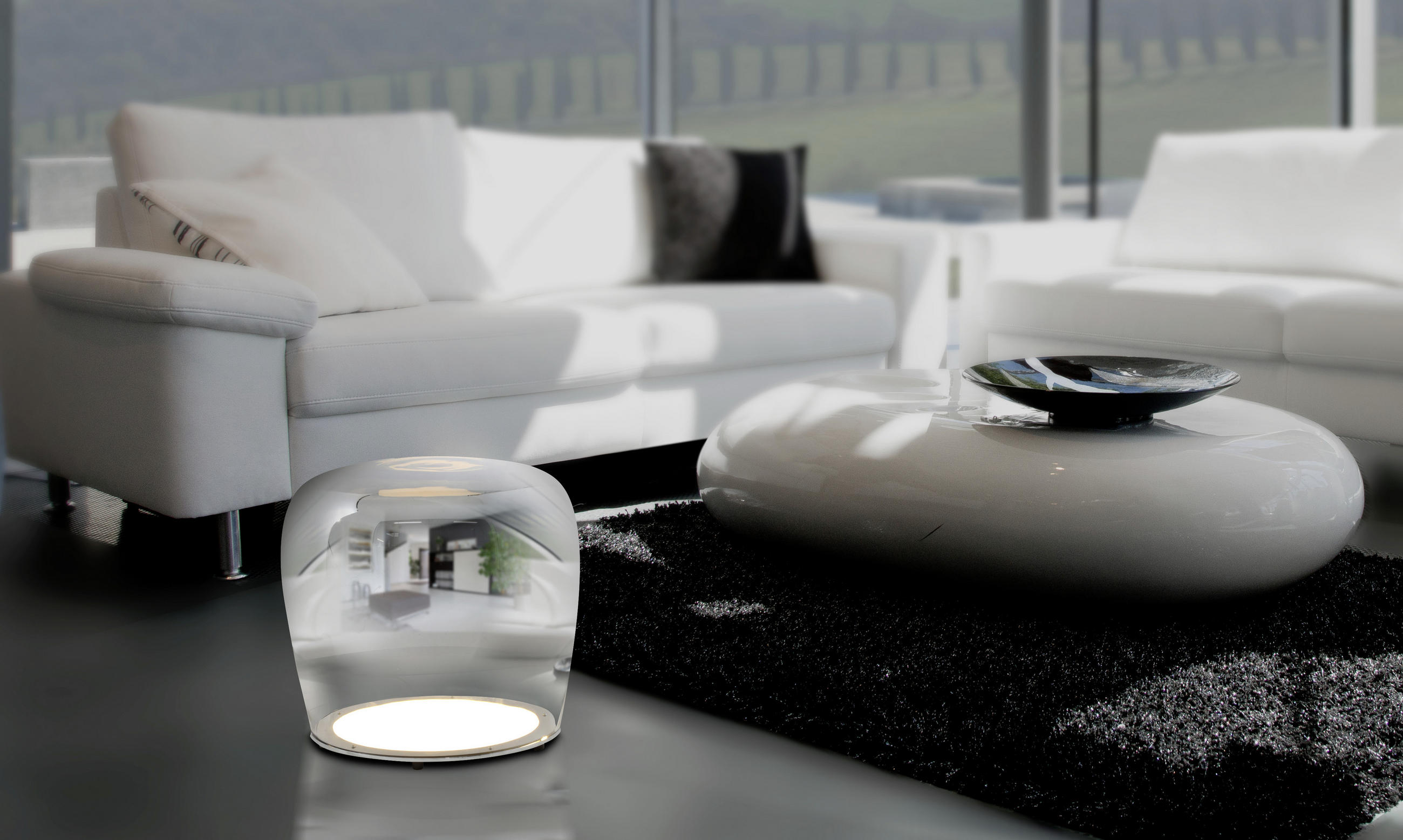 LED-TISCHLEUCHTE 43 cm  - Chromfarben, Design, Glas/Metall (43cm) - Näve