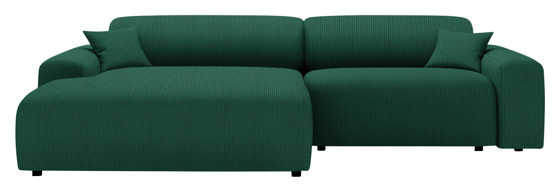 ECKSOFA in Velours, Feincord Waldgrün  178/292 cm  - Waldgrün/Schwarz, Design, Kunststoff/Textil (178/292cm) - home24