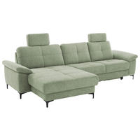 SEDEŽNA GARNITURA, zelena  - barve kroma/črna, Konvencionalno, leseni material (162/87/296cm) - Pure Home Comfort