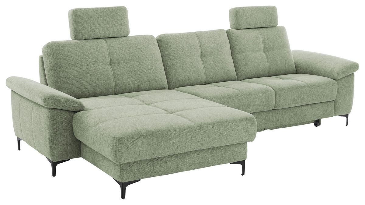 SEDEŽNA GARNITURA, zelena  - barve kroma/črna, Konvencionalno, leseni material (162/87/296cm) - Pure Home Comfort