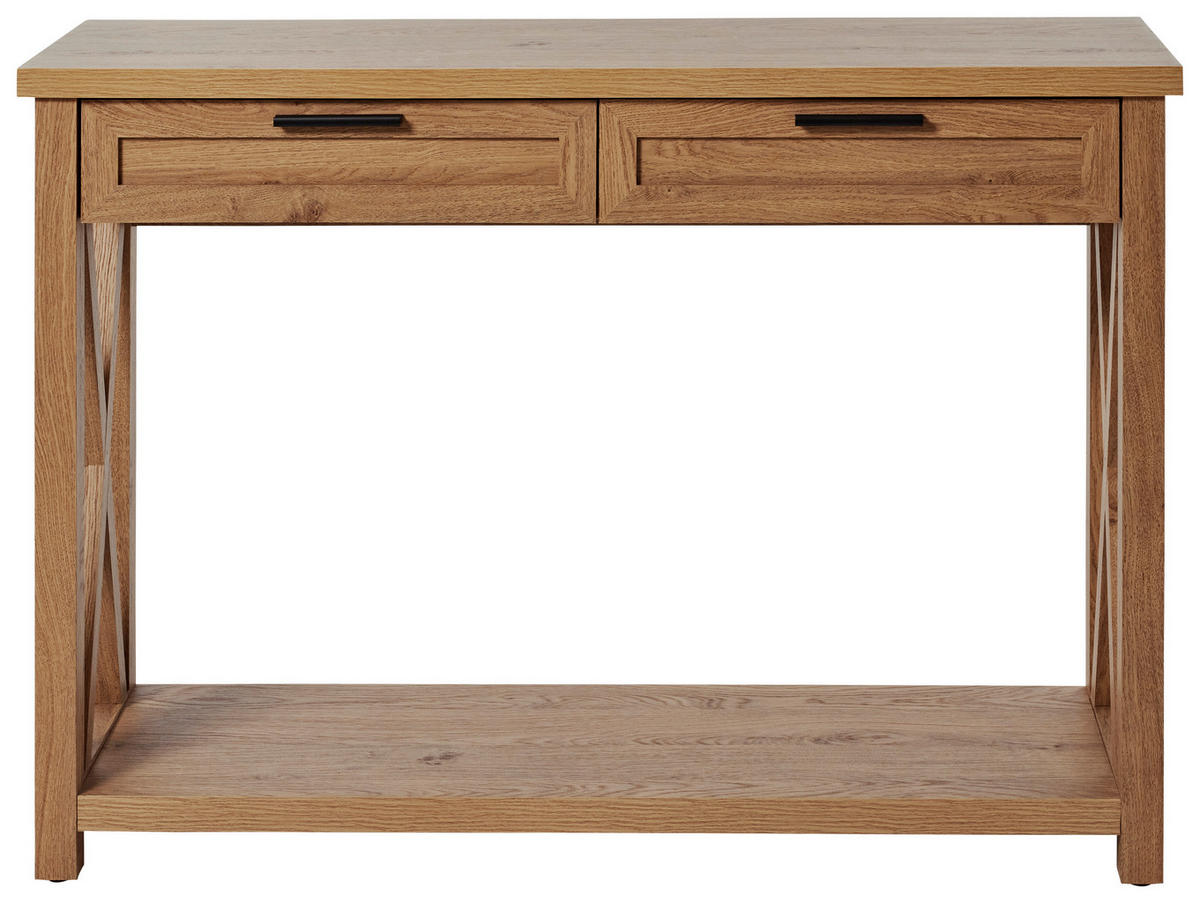 KONSOLENTISCH Eichefarben  - Eichefarben/Schwarz, LIFESTYLE, Holzwerkstoff/Metall (110/34/77cm)