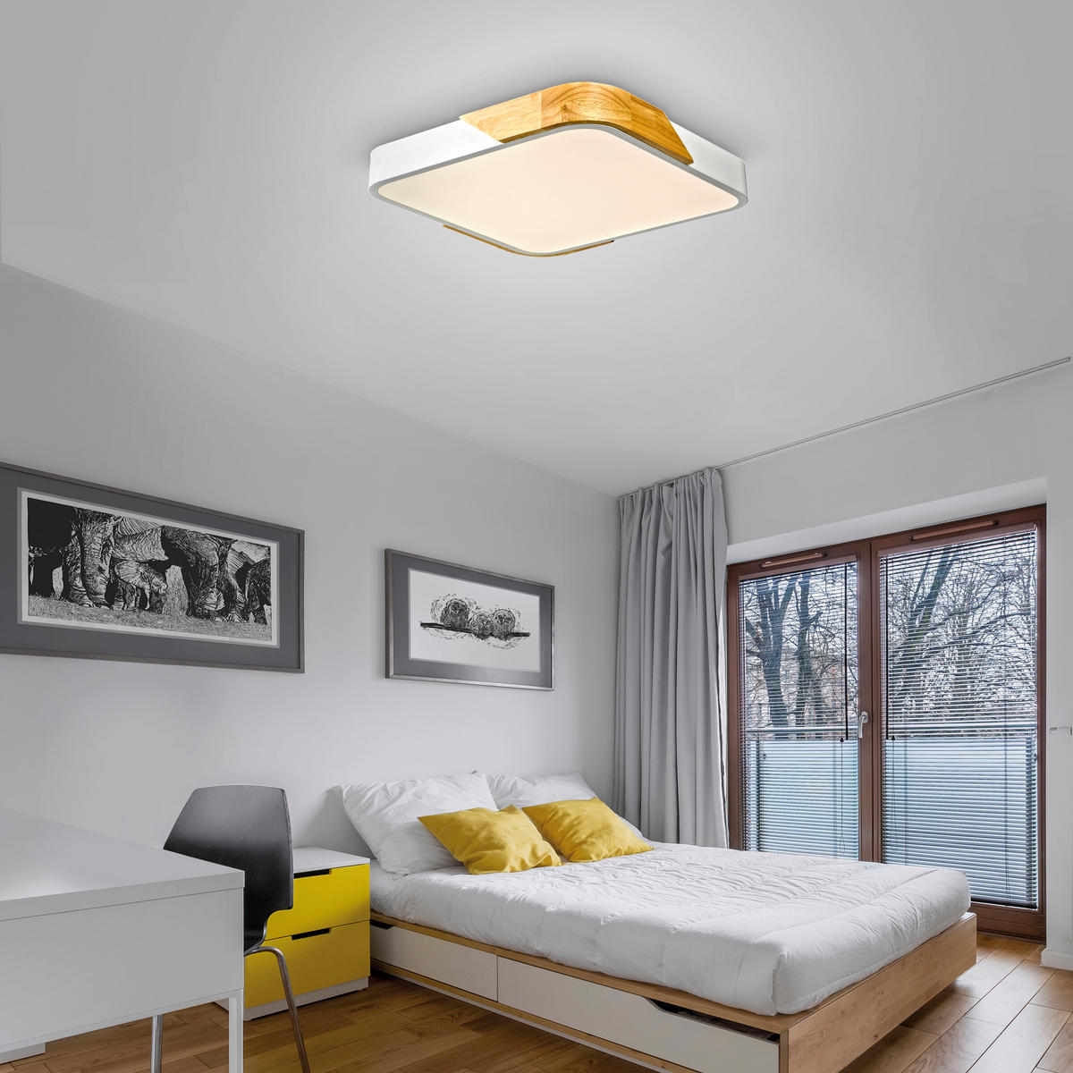 STROPNA LED-SVETILKA   24 W//3000 K/230 V/ - bela, Basics, kovina/les (32/32/5.5cm)