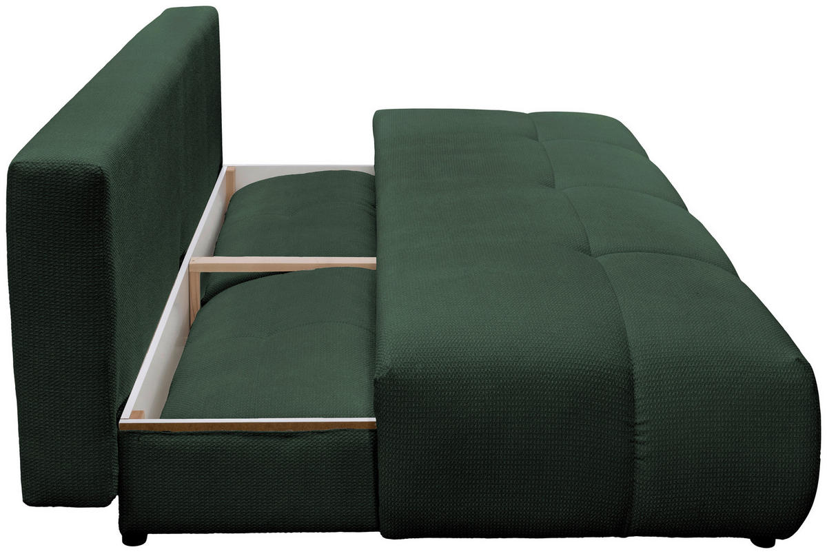 SCHLAFSOFA Struktur Dunkelgrün  - Dunkelgrün/Schwarz, Design, Textil (208/92/104cm) - MID.YOU