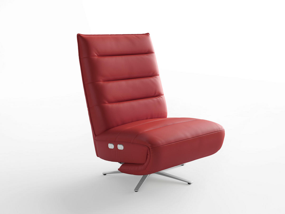 RELAXSESSEL Leder Rot  - Silberfarben/Rot, Basics, Leder/Metall (80/109/98cm) - Sit & More