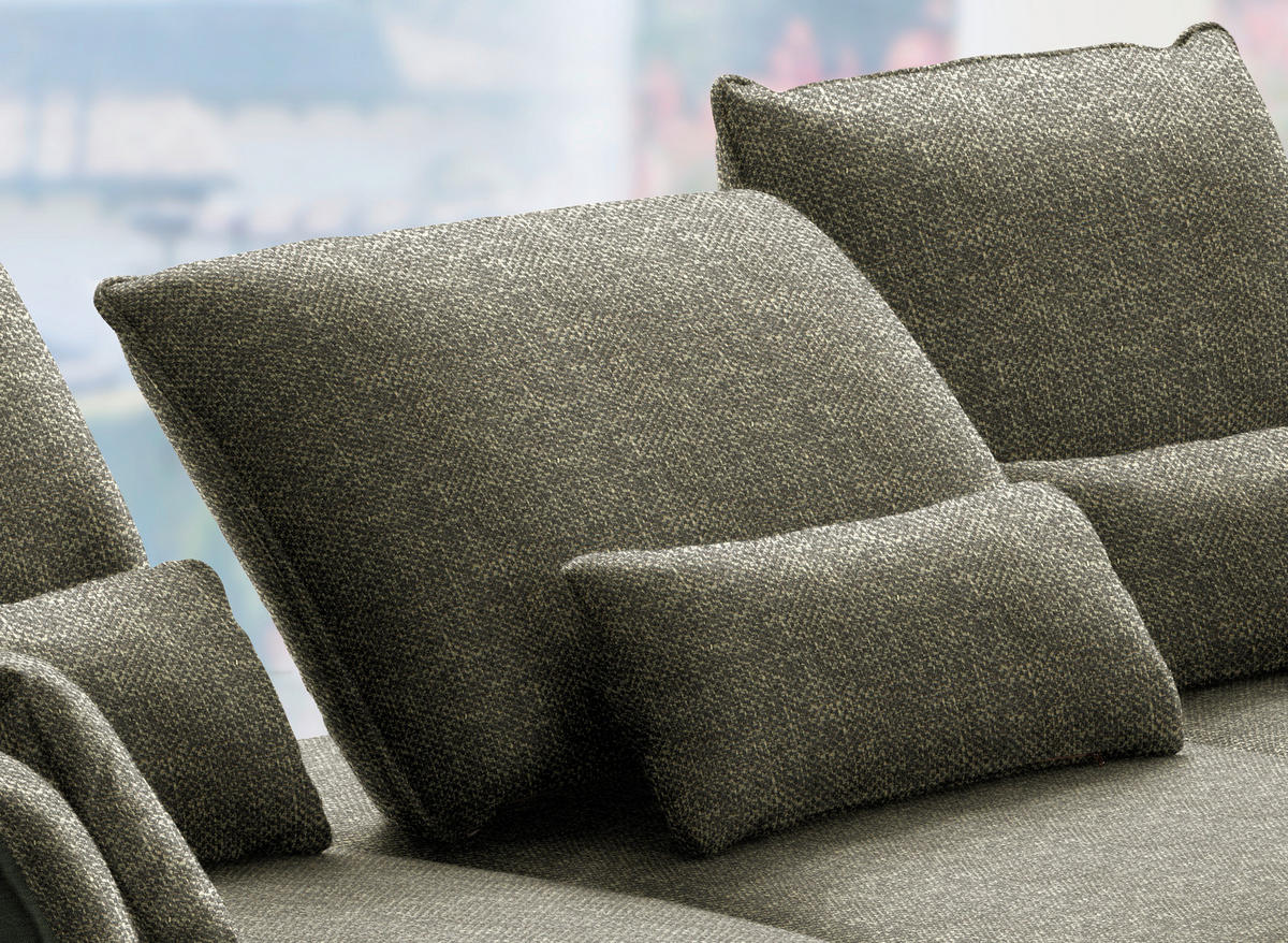 ECKSOFA in Flachgewebe Dunkelgrün  - Dunkelgrün/Schwarz, Design, Textil/Metall (301/191cm) - Moderano