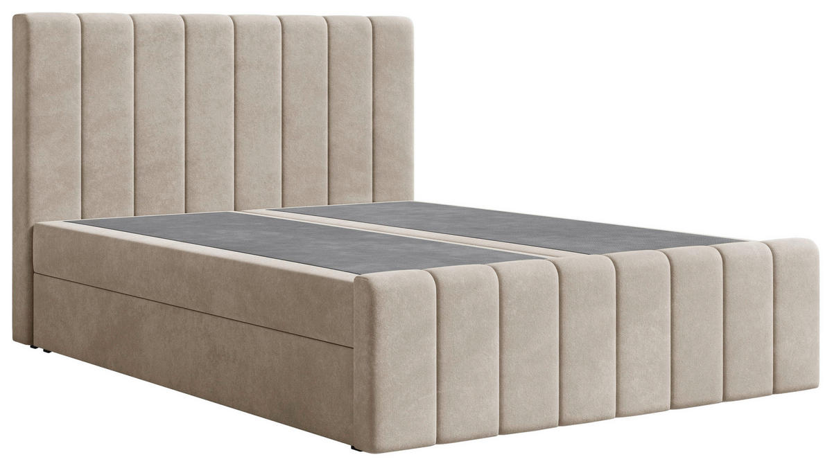 BOXBETT 160/200 cm  in Beige  - Beige/Schwarz, MODERN, Holz/Kunststoff (160/200cm) - MID.YOU