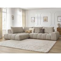 ECKSOFA Ottomane links  EVEREST Taupe Flachgewebe  - Taupe/Schwarz, MODERN, Kunststoff/Textil (210/352cm)