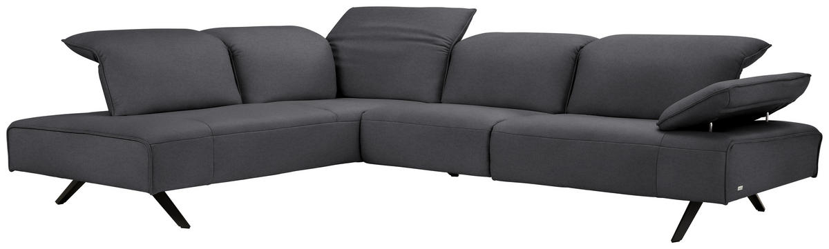 ECKSOFA  in Echtleder Dunkelgrau  230/290 cm  - Dunkelgrau/Anthrazit, Design, Leder/Metall (230/290cm) - Johann Jakob