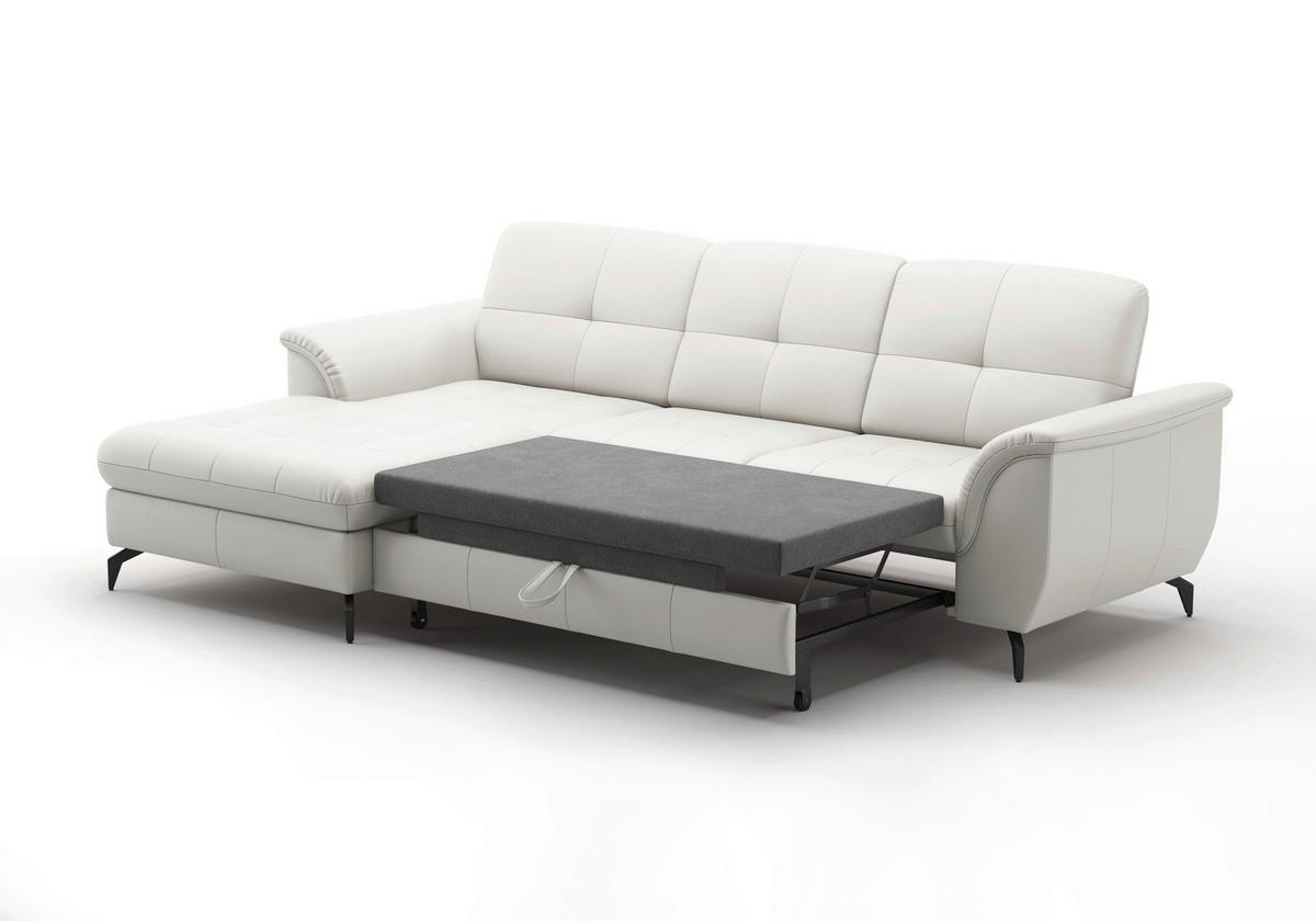 ECKSOFA in Vliesstoff Kombination Echtleder/Stoff Weiß  164/262 cm  - Schwarz/Weiß, MODERN, Leder/Textil (164/262cm) - Sit & More