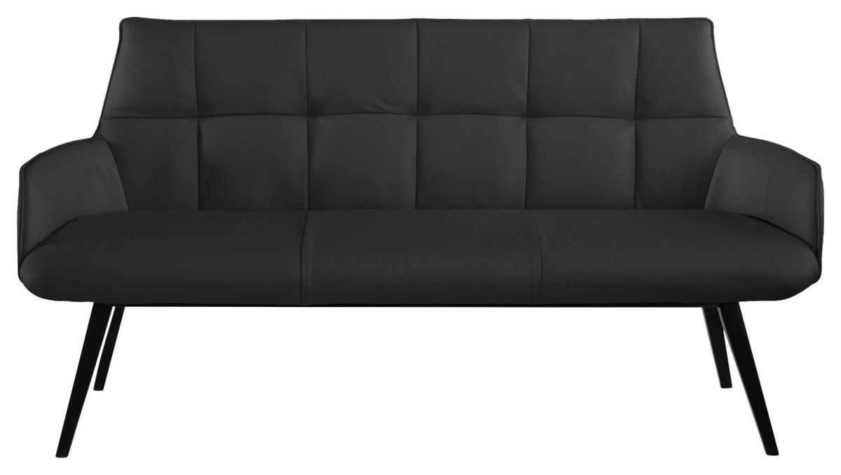 SITZBANK 160/89,5/64 cm Echtleder Schwarz Buche massiv  - Schwarz, Design, Leder/Holz (160/89,5/64cm) - Novel