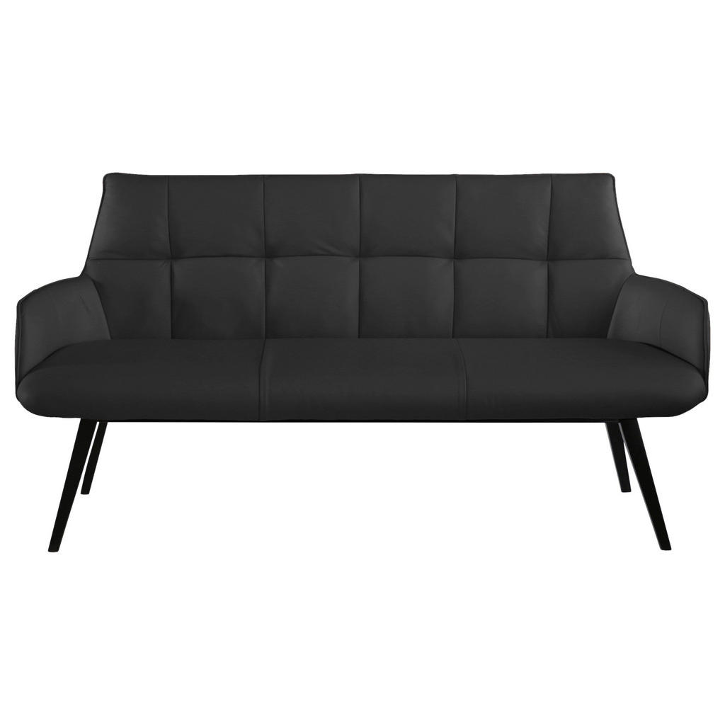 Thumbnail - Novel Sitzbank, Schwarz, Holz, Leder, Echtleder, Color-Finish-Leder, Rauleder, Buche, massiv, 3-Sitzer, 160x89.5x64 cm, ...