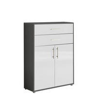 AKTENSCHRANK 84,4/113,6/33 cm  - Weiß Hochglanz/Anthrazit, LIFESTYLE, Holzwerkstoff (84,4/113,6/33cm) - MID.YOU