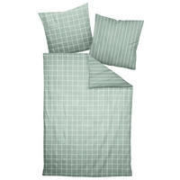 POSTEĽNÁ BIELIZEŇ, makosatén, biela, šalviovozelená, 140/200 cm  - biela/šalviovozelená, Basics, textil (140/200cm) - Janine