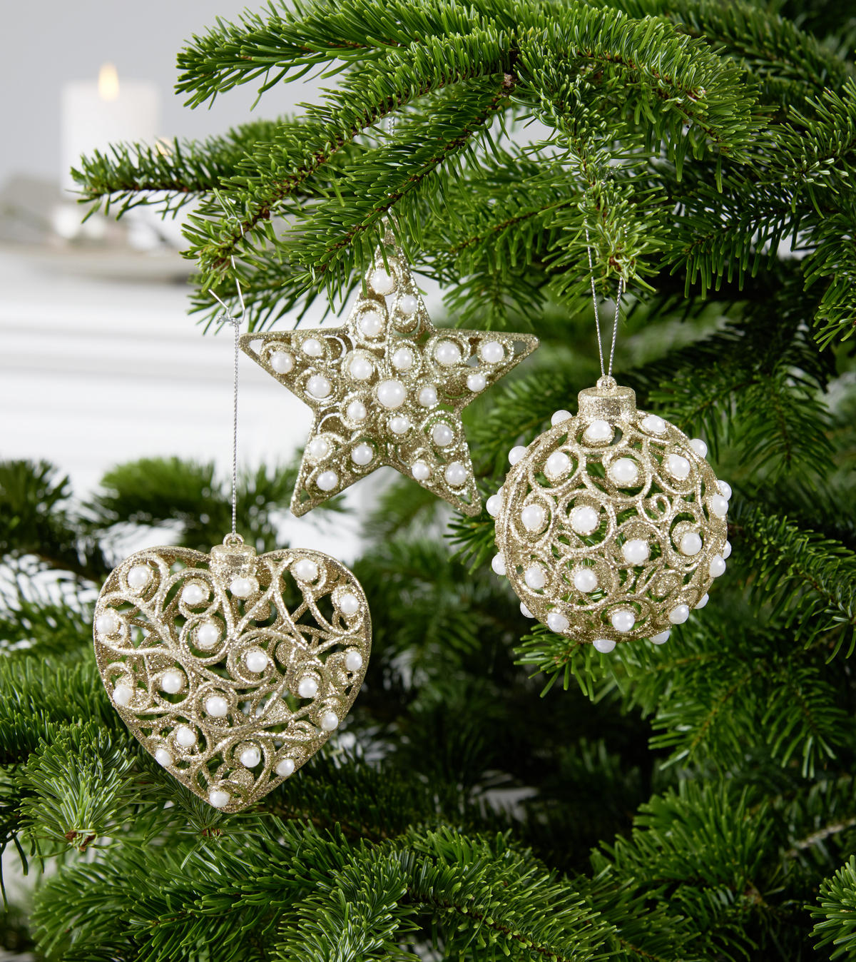 DEKORATIVNI OBESEK - zlate barve, Basics, umetna masa (10cm) - X-Mas