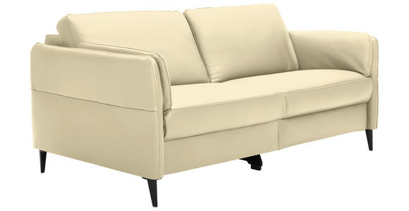 3-SITZER-SOFA in Leder Creme  - Creme/Schwarz, Design, Leder/Metall (190/84/99cm) - Dieter Knoll