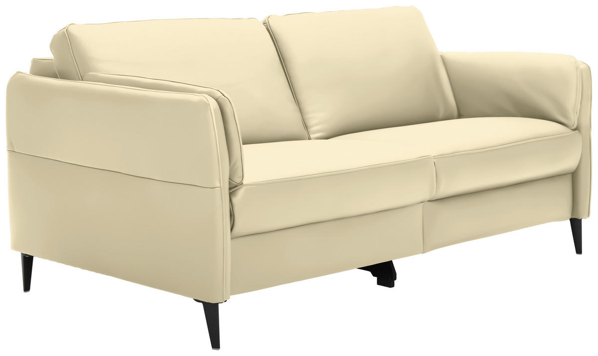 3-SITZER-SOFA in Echtleder Creme  - Creme/Schwarz, Design, Leder/Metall (190/84/99cm) - Dieter Knoll