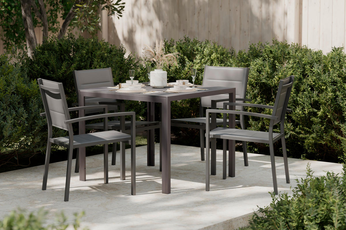 GARTENTISCH 90/74/90 cm Metall, Kunststoff Schwarz quadratisch  - Schwarz, MODERN, Kunststoff/Metall (90/74/90cm) - Ambia Garden