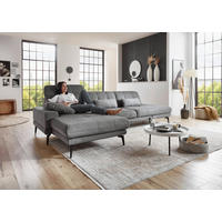 ECKSOFA Grau Flachgewebe  - Schwarz/Grau, Design, Textil/Metall (190/309cm) - Beldomo Style