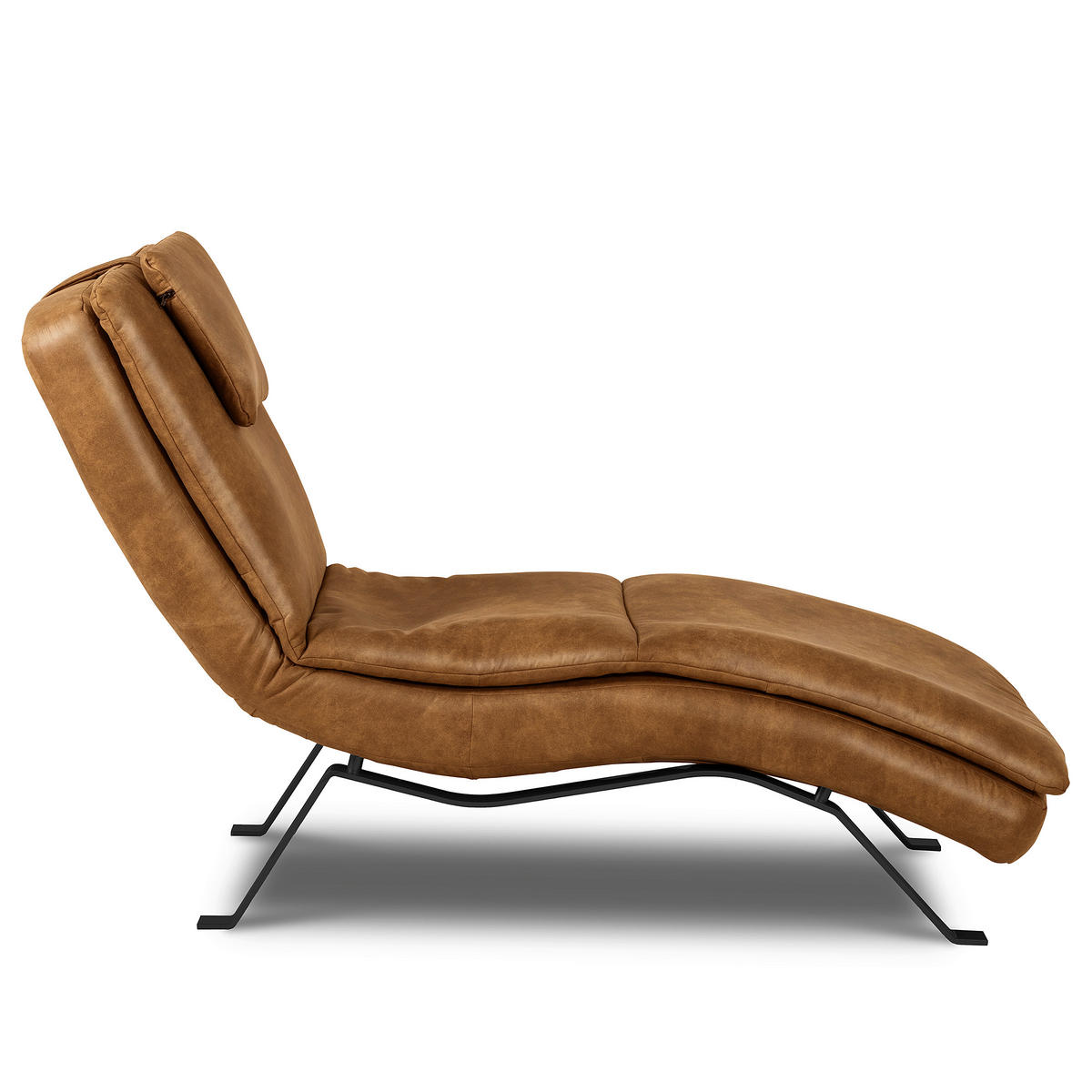 RELAXLIEGE Echtleder Cognac  - Cognac/Schwarz, Design, Leder/Metall (65/95/171cm) - Celina Home