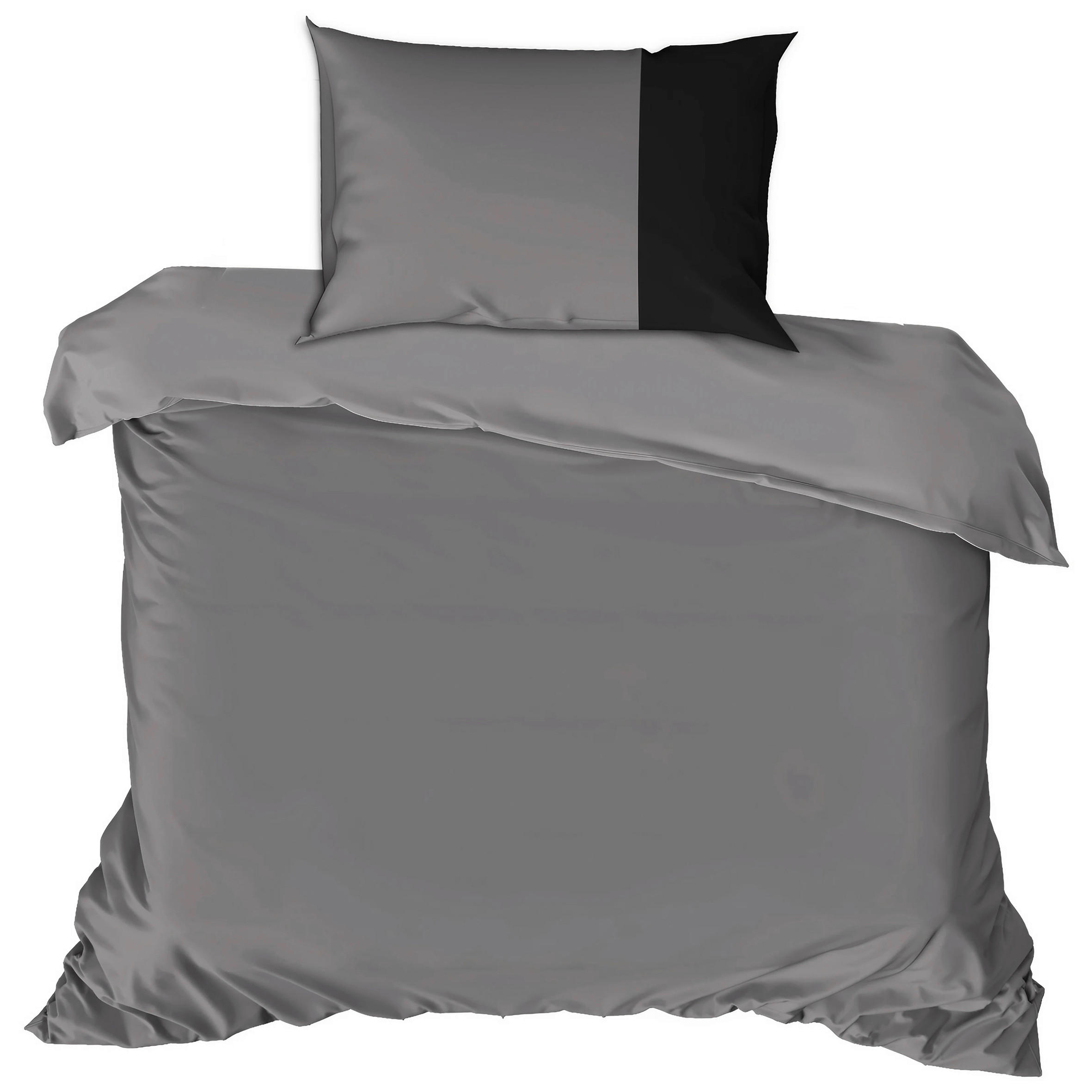 BETTWÄSCHE Renforcé 135/200 cm  - Schwarz/Grau, Basics, Textil (135/200cm)