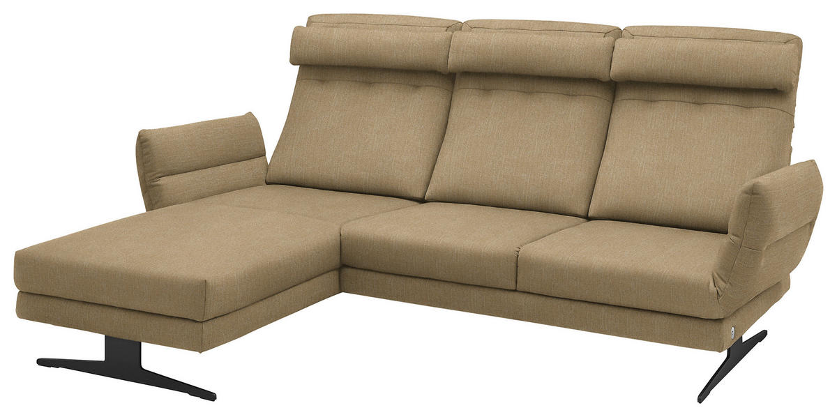 ECKSOFA in Flachgewebe Senfgelb  - Senfgelb/Schwarz, Design, Textil/Metall (176-217/279-327cm) - Dieter Knoll